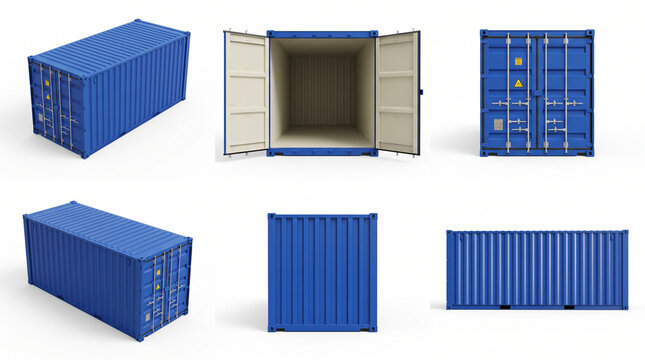 Set of three blue modular storage cubes with clean geometric design for modern