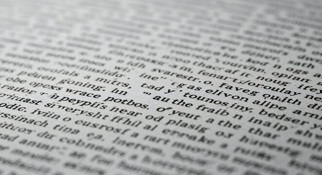 Macro Printed Text Page with Shallow Depth of Field for Education Literature and Publishing Backgrounds