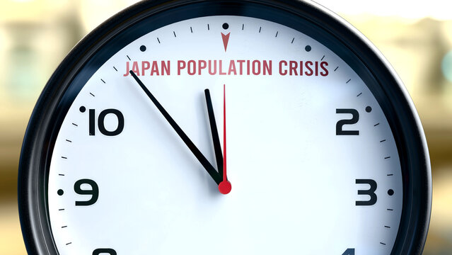 Japan Population Crisis that is going to happen soon, it is imminent. Incoming japan population crisis, approaching in the near future. Japan Population Crisis almost here. ,3d illustration