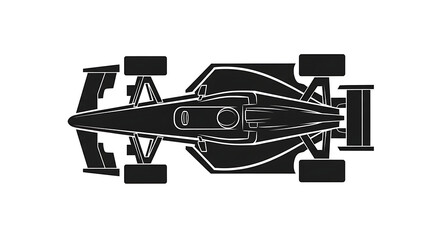 Obraz premium Formula 1 Racing Car Top View Black Silhouette Vector
