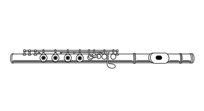 Silver Concert Flute Musical Instrument Vector Illustration