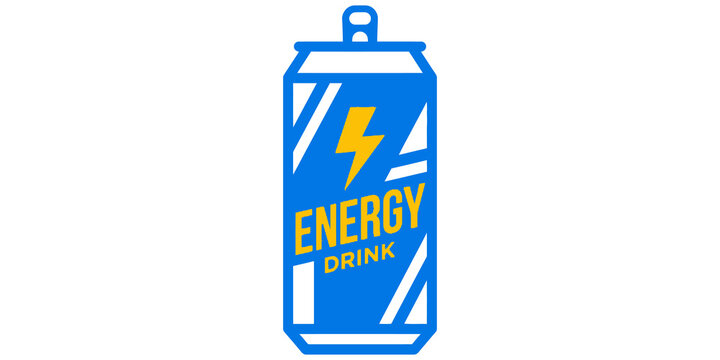 Blue energy drink can beverage product container isolated on transparent background