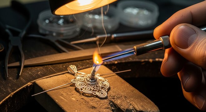 Handcrafted metalwork being heated and shaped by a skilled artisan on an anvil