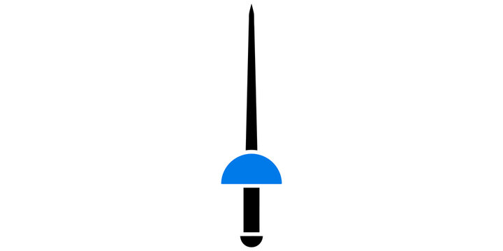 Black and blue rapier sword weapon standing isolated on transparent background