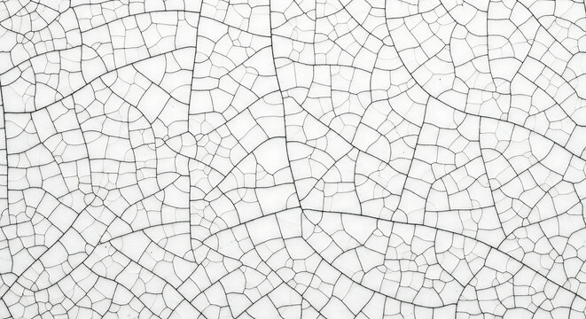 High quality texture of a cracked pattern on a ceramic white surface with intricate black lines showing a beautiful aged vintage effect