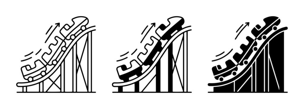 Roller Coaster Icons, Thrill Ride Vector Art, Amusement Park Graphics