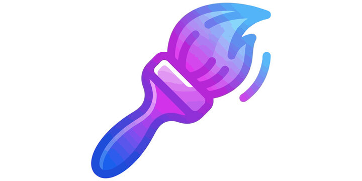 Vibrant paint brush tool illustration isolated on transparent background