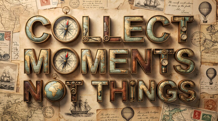 Naklejka premium Collect Moments Not Things Travel Quote