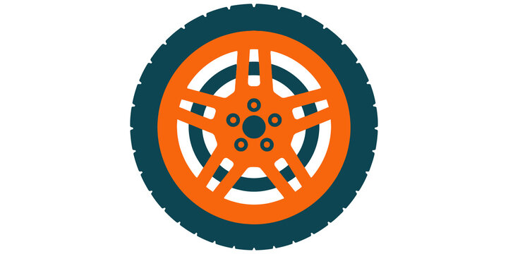 Modern vehicle wheel rim graphic icon on transparent background