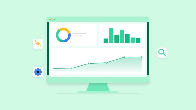 Data analytics dashboard showing business growth charts on a computer screen