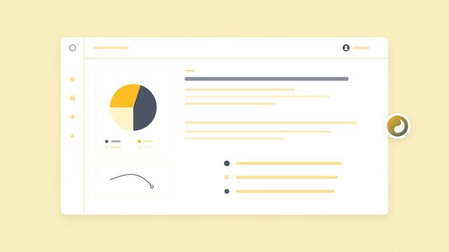 Dashboard interface animation with pie chart and data visualization elements