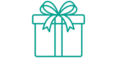 Fototapeta premium Teal gift box present icon on transparent background