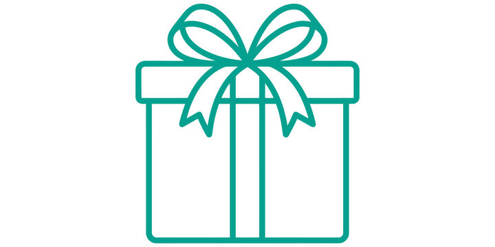 Teal gift box present icon on transparent background