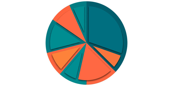 Colorful business pie chart diagram vector illustration on transparent background