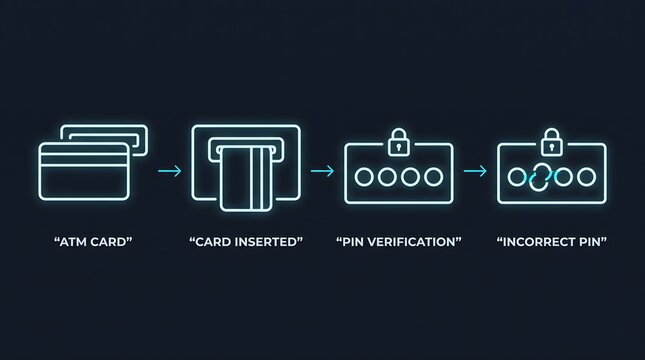 Pin code entry and identity verification security process infographic with security, verification