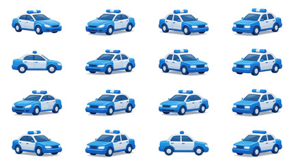 Blue police cruiser car icon fleet. © fifah
