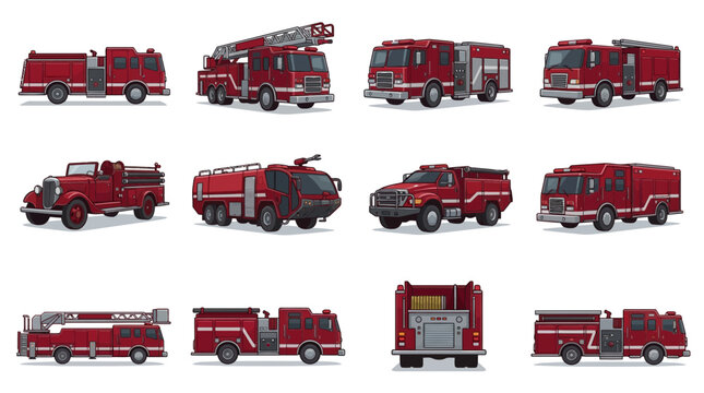 Detailed fire engines and rescue vehicles collection.