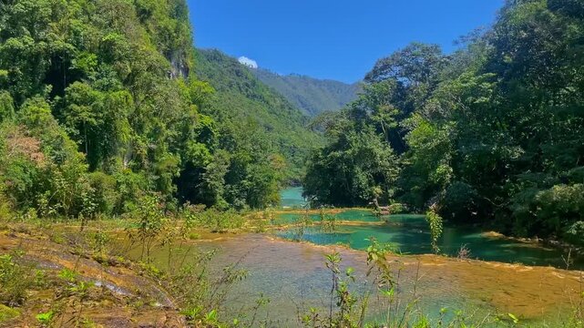View of mountains and jungle in Guatemala, semuc champey 