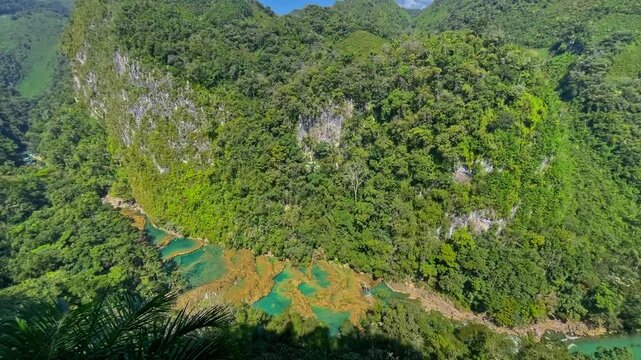 View of Semuc Champey in Guatemalan jungle 