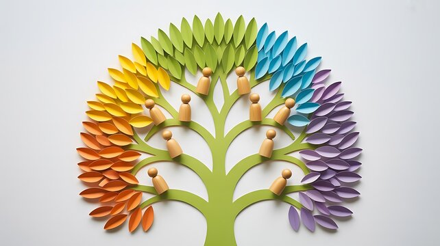 Colorful tree shaped graphic representing diversity growth and family connection