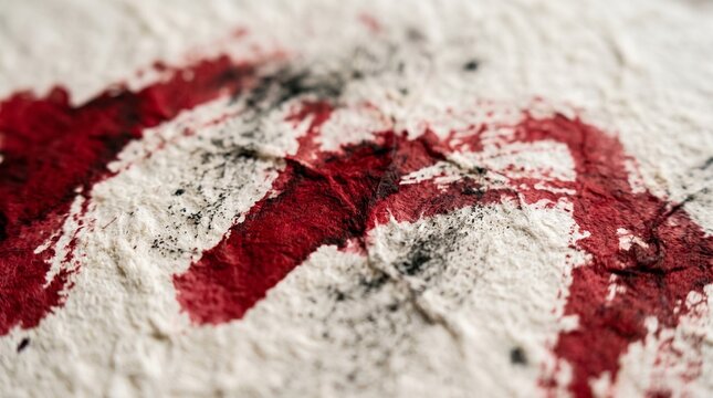 Close-up macro shot of red ink bleeding into textured white paper, creating abstract patterns.