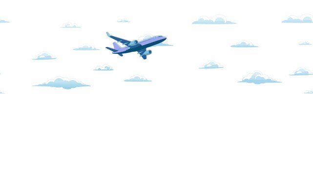 Seamless Airplane Flying Through Sky Loop Animation