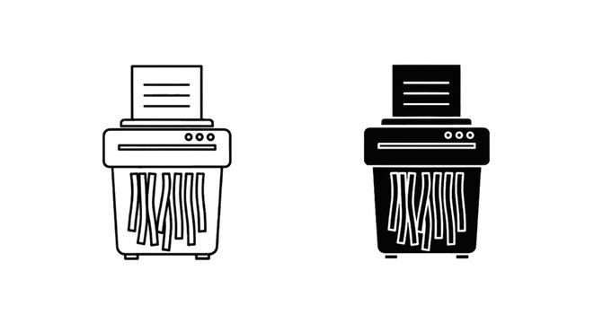 Vector illustration of paper shredder icon set on a transparent background