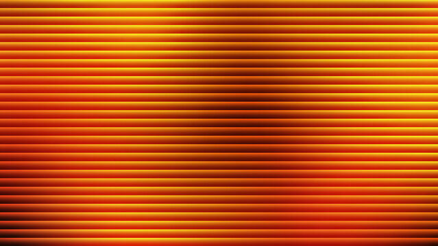 Vibrant golden orange horizontal lines abstract background featuring smooth glowing light stripes, metallic shutter texture, and warm linear pattern for modern website banners and media art.