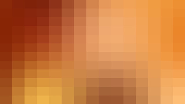 Geometric pixelated mosaic texture featuring a warm orange and terracotta brown square grid gradient background suitable for creative web design banners and digital media artwork.