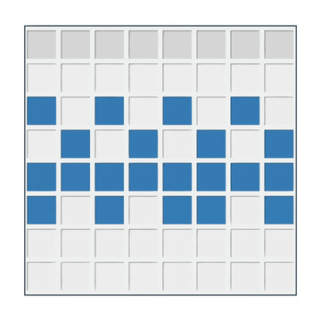 Blue and white pixel art pattern design