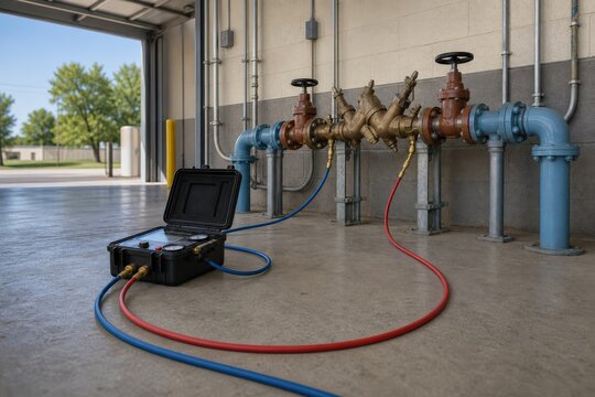 Backflow Prevention Testing Test Kit And Valve Assembly In