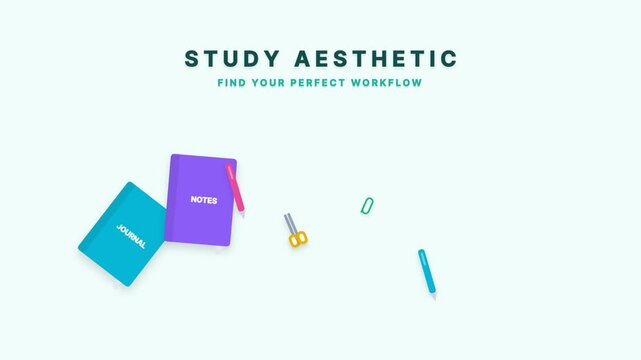 Study aesthetic workflow concept with stationery items