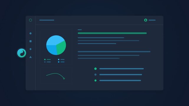Digital dashboard interface with animated data charts and business analytics