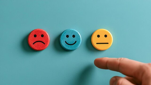 Finger Reaching Toward Three Mood Rating Buttons / 三つの評価ボタンへ伸びる指先