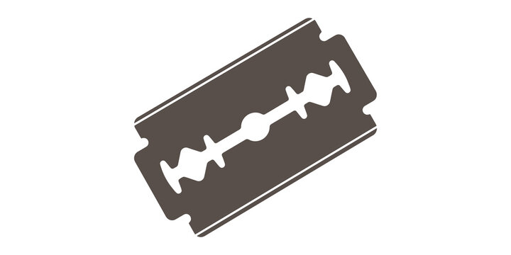 Double edge razor blade brown silhouette object for shaving and grooming essential tool for personal hygiene.