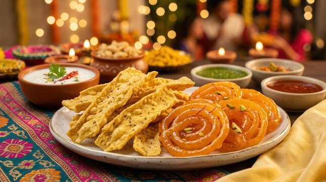 Crispy fafda and sweet jalebi served on a plate as a famous Indian snack from Gujarat.