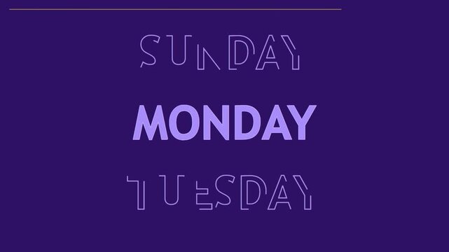 Days of the week motion typography animation for weekly schedule planning
