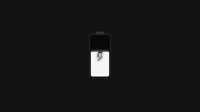 Battery charging animation showing progress with a lightning bolt icon symbol