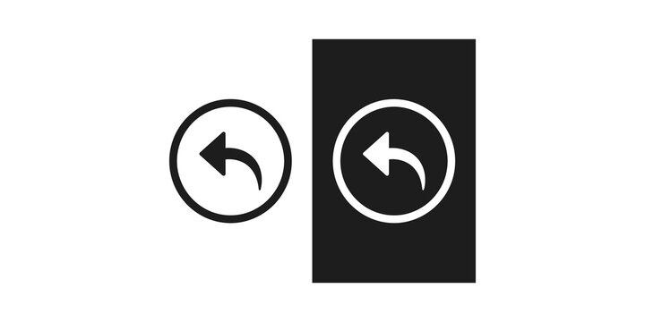 Undo or return arrow icon in a circle and on a black rectangular background representing a backward action.