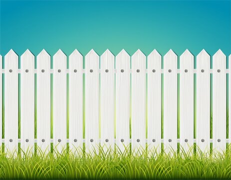 long white fence banner with grass and fence vector