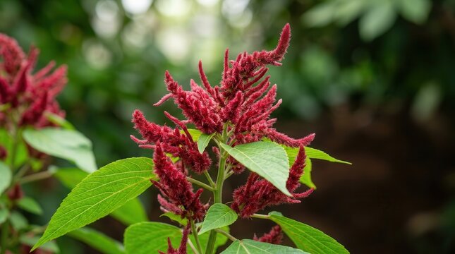 Red Acalypha australis Asian copperleaf flowers in a natural setting.