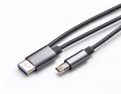 usb type c cable mockup isolated on white background
