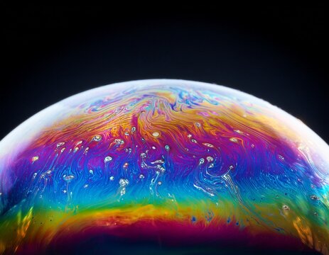 vibrant iridescent soap bubble