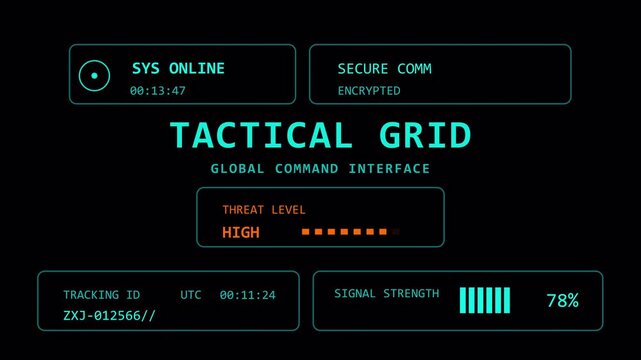Tactical Grid HUD PNG Alpha futuristic grid coordinates, targeting markers, tactical data and transparent background. 