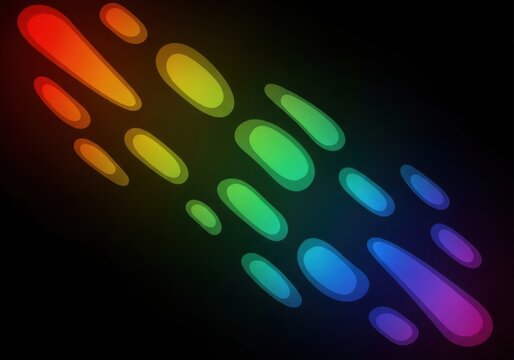 Abstract colorful glowing oval shapes on dark background