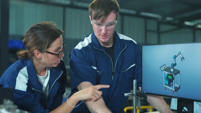 Engineers reviewing mechanical project details on a laptop and tablet in a facility. Combining expertise for smart industrial development.