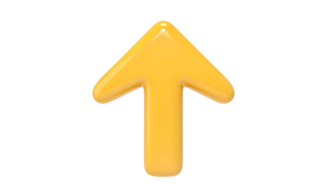 Yellow arrow icon pointing upwards with direction navigation pointing