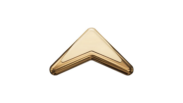 Minimalist gold metallic v-shaped chevron arrow symbol isolated with v shape