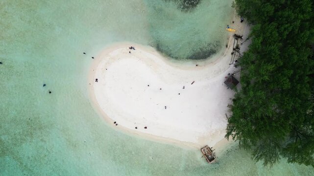 Aerial view of Pulau Geleang tropical island with sandbar in Karimunjawa Indonesia