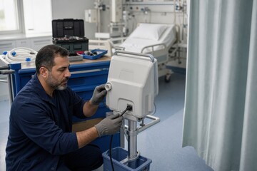 Fototapeta premium Medical Equipment Preventive Maintenance Biomedical Technician